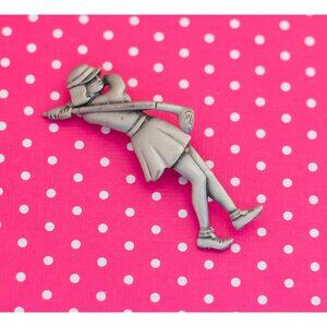 Vintage Elegant Woman Playing Golf Brooch by JJ - P22